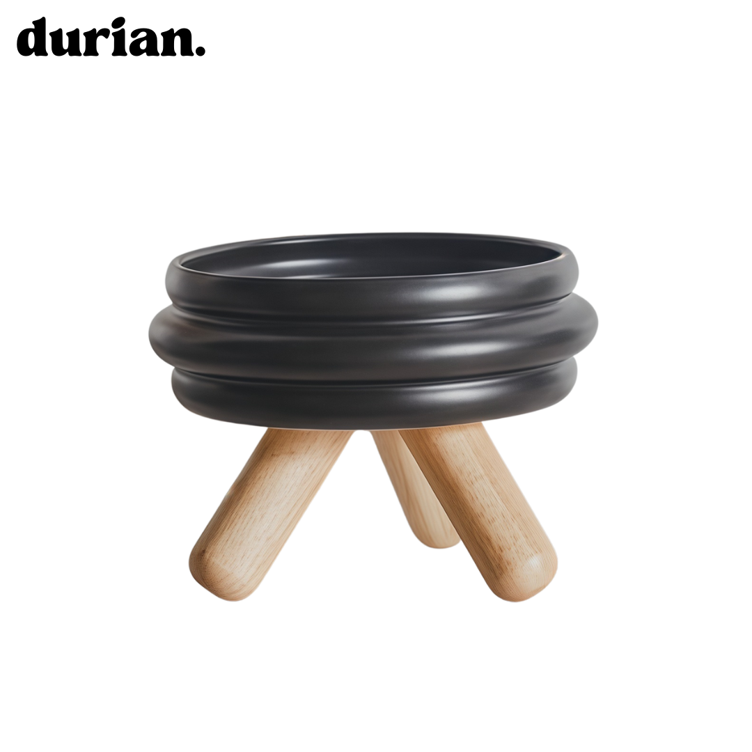 durian. Ceramic Pet Food Bowl with High Legs | For Cats and Dogs, Includes Food and Water Bowl Stand