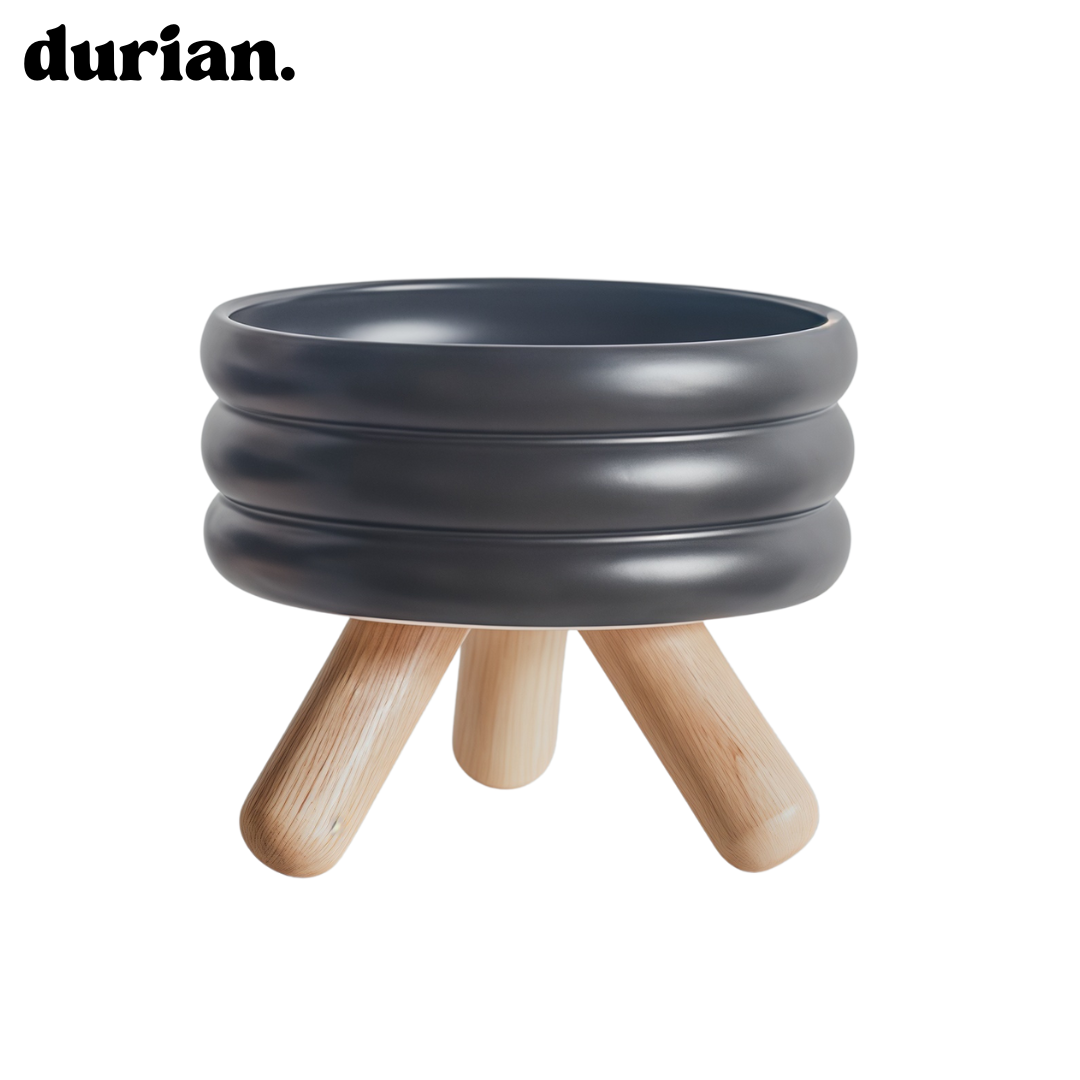 durian. Ceramic Pet Food Bowl with High Legs | For Cats and Dogs, Includes Food and Water Bowl Stand