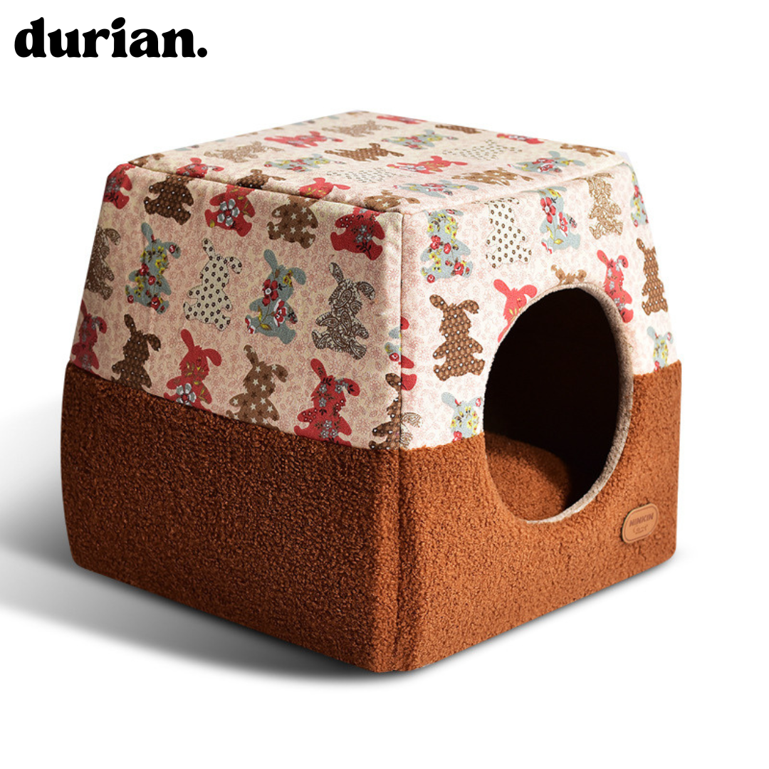 Durian Pet House | Foldable Fluffy Dome Bed 2-Way