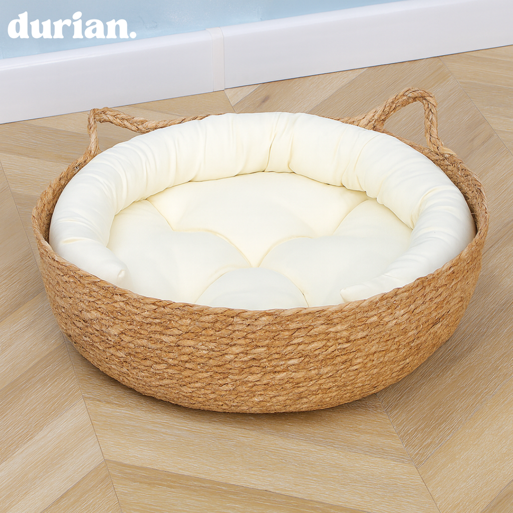 durian. Cat grass pet bed with cushion, stylish cat and dog bed, excellent breathability, natural interior