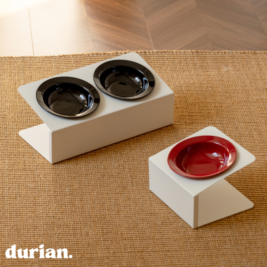 durian. Double ceramic bowl | A pet table for cats and dogs with a design that blends in with your interior