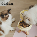 durian. Ceramic Pet Food Bowl with High Legs | For Cats and Dogs, Includes Food and Water Bowl Stand