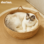 durian. Cat grass pet bed with cushion, stylish cat and dog bed, excellent breathability, natural interior