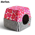 durian. Floral Design Pet House | Foldable, 2-Way Cushion House for Cats and Dogs, Bed and Dome Style