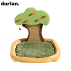 Durian Persimmon Tree Design Cat Scratching Bed | Pet Interior Kenneth Fabric Stylish Cat House