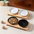 durian double bowl with wooden stand