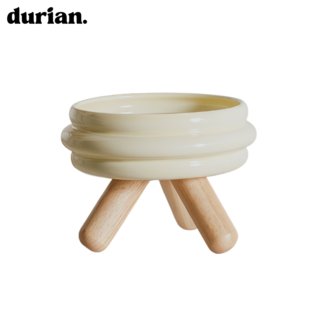 durian. Ceramic Pet Food Bowl with High Legs | For Cats and Dogs, Includes Food and Water Bowl Stand