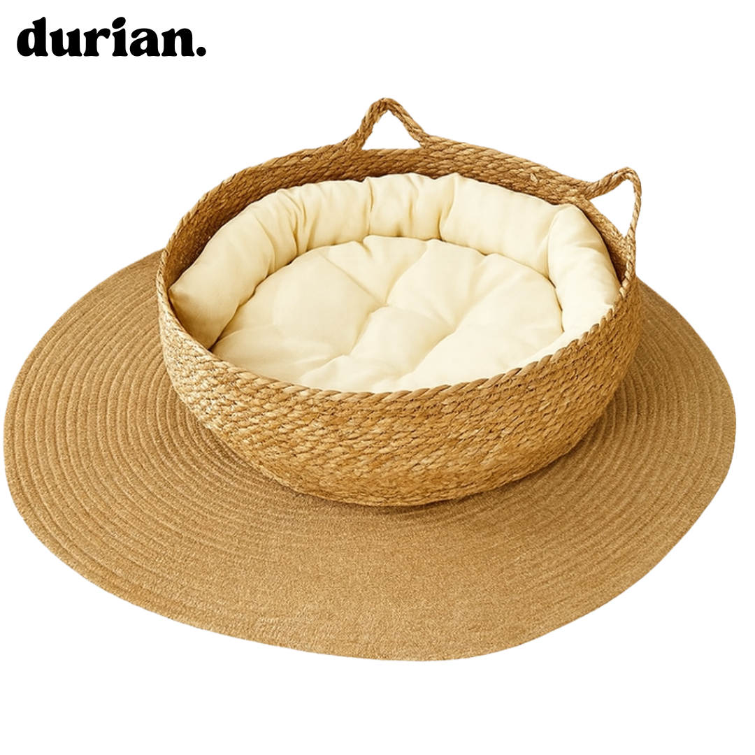 durian. Cat grass pet bed with cushion, stylish cat and dog bed, excellent breathability, natural interior