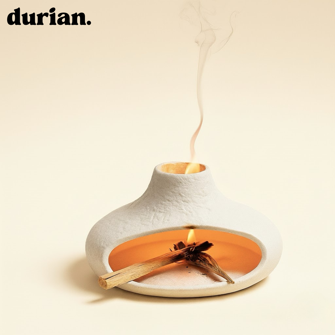 Durian Mini Fireplace-Style Ceramic Incense Burner | Compatible with Palo Santo, Herb, and Cone Incense