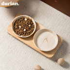 durian double bowl with wooden stand