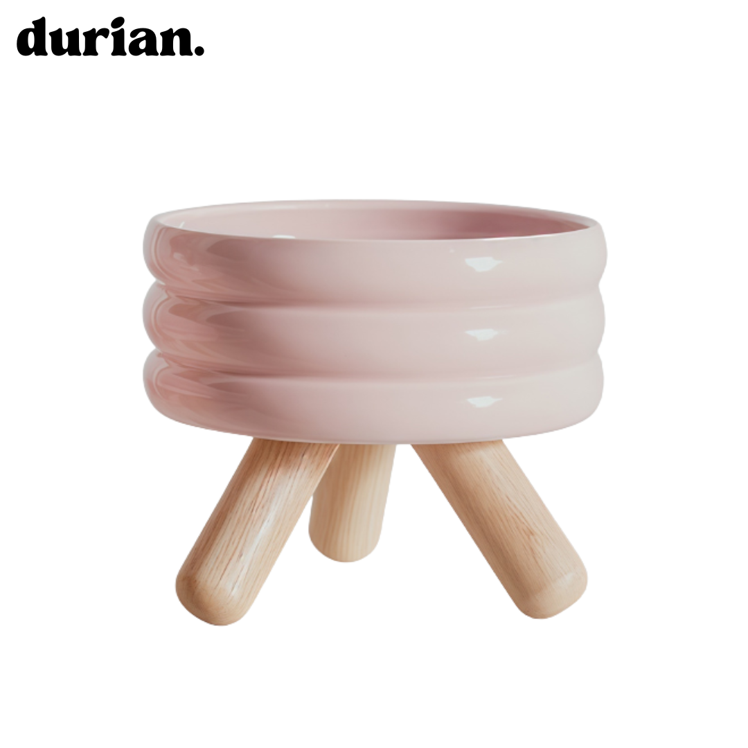 durian. Ceramic Pet Food Bowl with High Legs | For Cats and Dogs, Includes Food and Water Bowl Stand