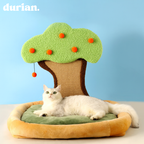 Durian Persimmon Tree Design Cat Scratching Bed | Pet Interior Kenneth Fabric Stylish Cat House